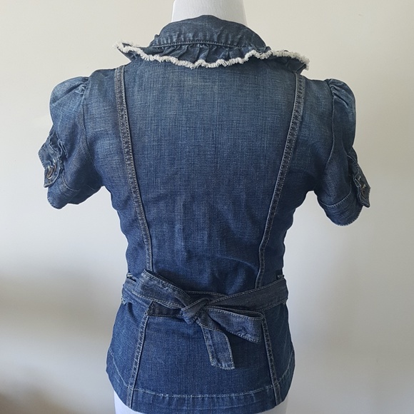 GUESS Denim Vintage-Style Short Sleeve Blazer - Small - Picture 5 of 9